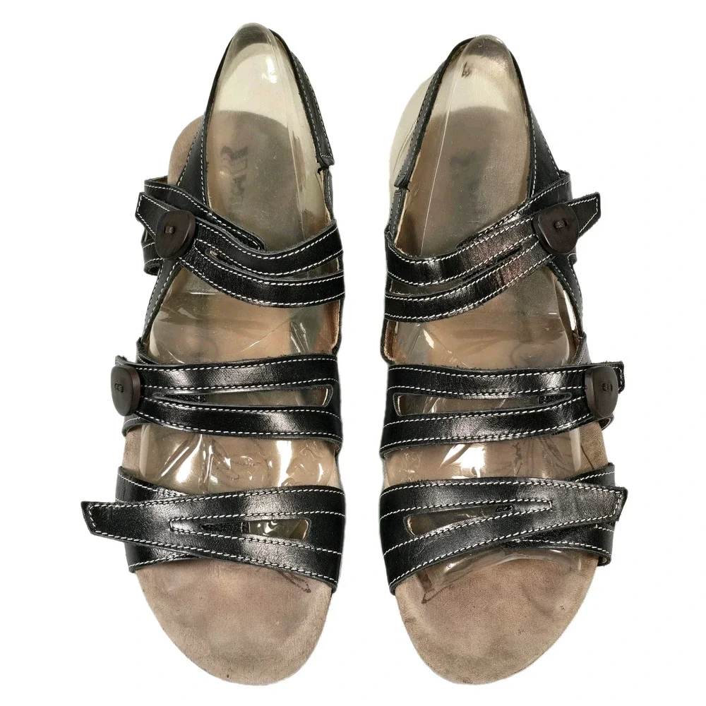 Romika Waikiki 12 Jamaica Black Sz 39 (US 8.5) Strappy Wedge Sandals 83012-43100